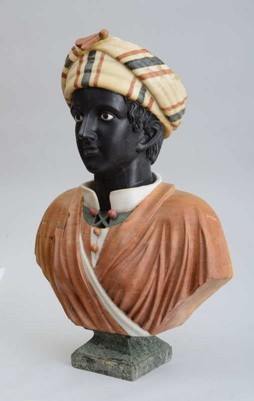 Appraisal: CONTINENTAL CARVED SPECIMAN MARBLE BUST OF A YOUNG MAN TH