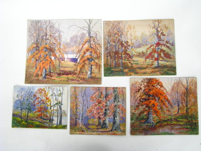 Appraisal: Mae Dilliner Lowes IN - Collection of Five Autumn Landscapes