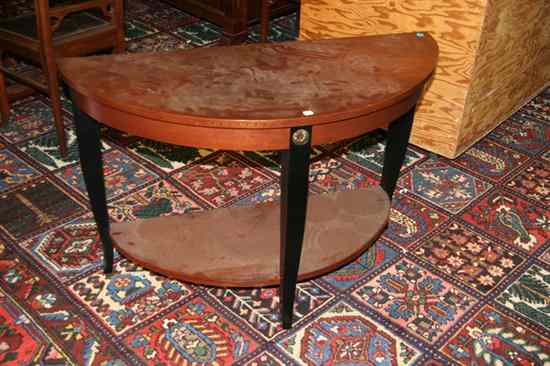 Appraisal: DEMILUNE TABLE WITH EBONIZED LEGS - in x in x