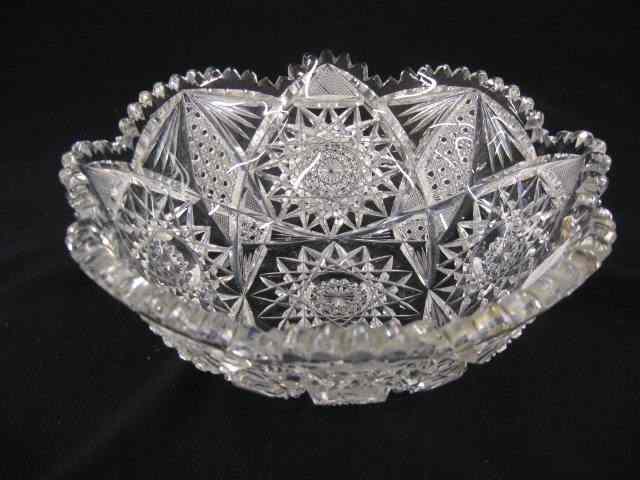 Appraisal: Cut Glass Bowl brilliant period hobstar cane with fancy cross-hatching