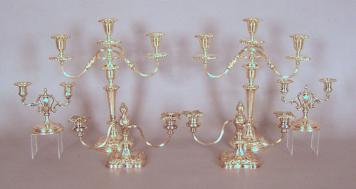 Appraisal: Two pair of silver plated candelabra h and h together