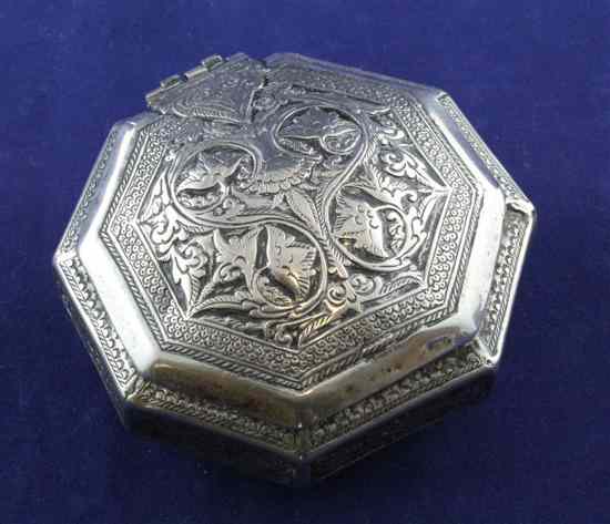 Appraisal: A th century Persian silver box with hinged cover and