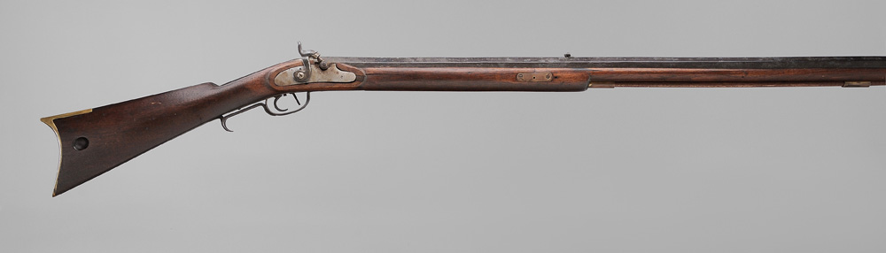 Appraisal: Percussion Chunk Long Rifle full walnut stock iron and brass