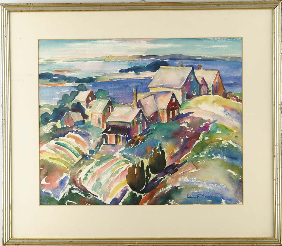 Appraisal: EDITH FRANCIS MARSDEN American - BATTERY VIEW Large watercolor colorful