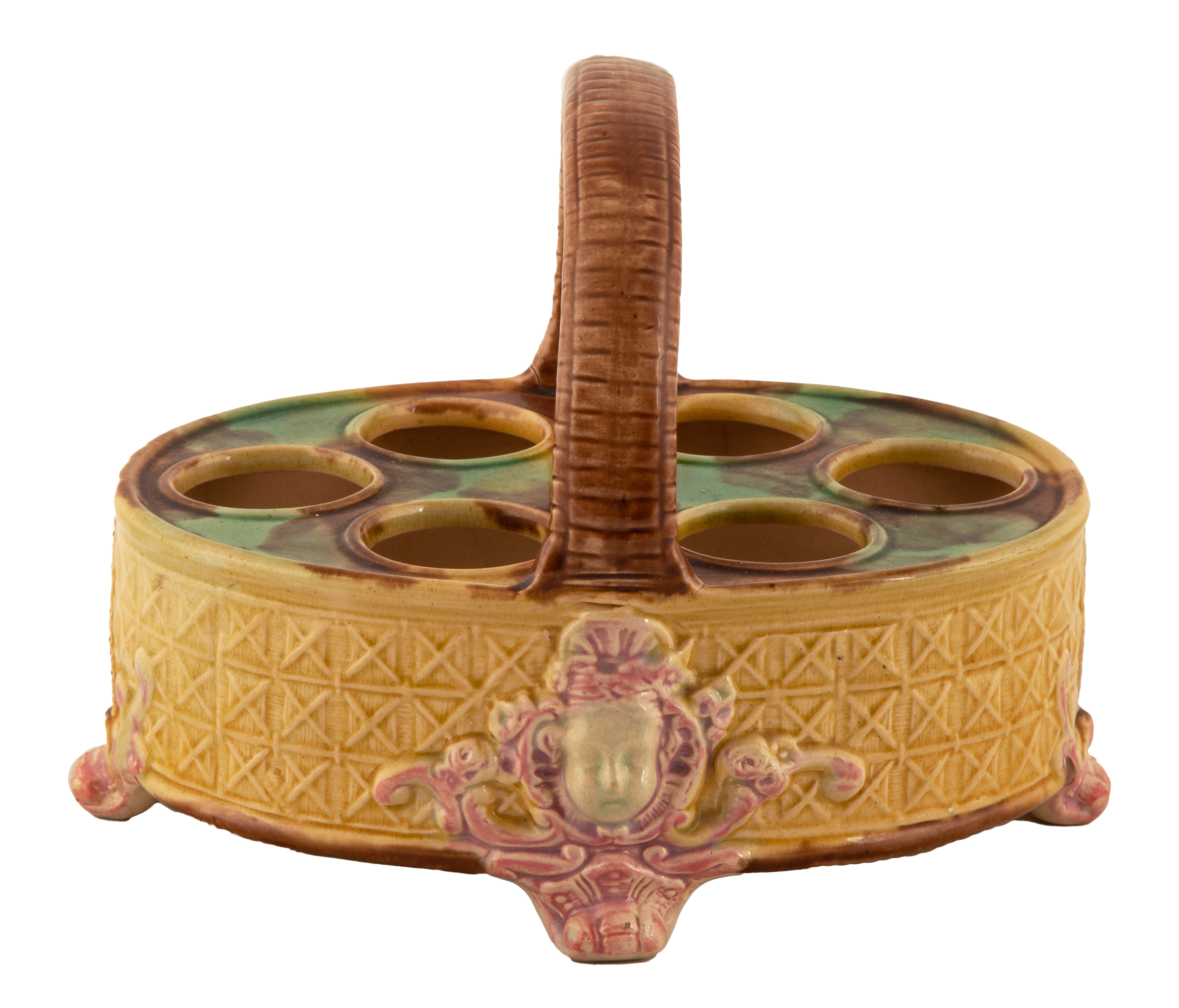 Appraisal: MAJOLICA EGG SERVER Majolica Egg Server