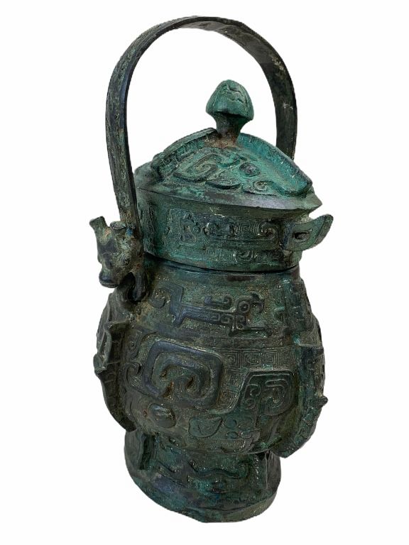 Appraisal: Chinese Bronze Figural Vessel Chinese Bronze Figural Vessel Measures inches