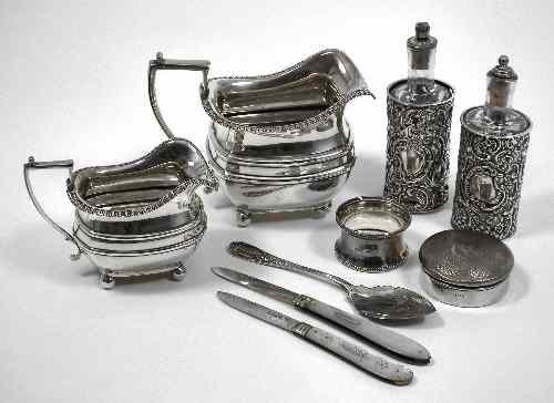 Appraisal: A George V silver part tea service the squat angular