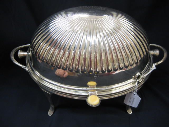 Appraisal: Silverplate Breakfast Dome Server with pierced insert egg shape ivory