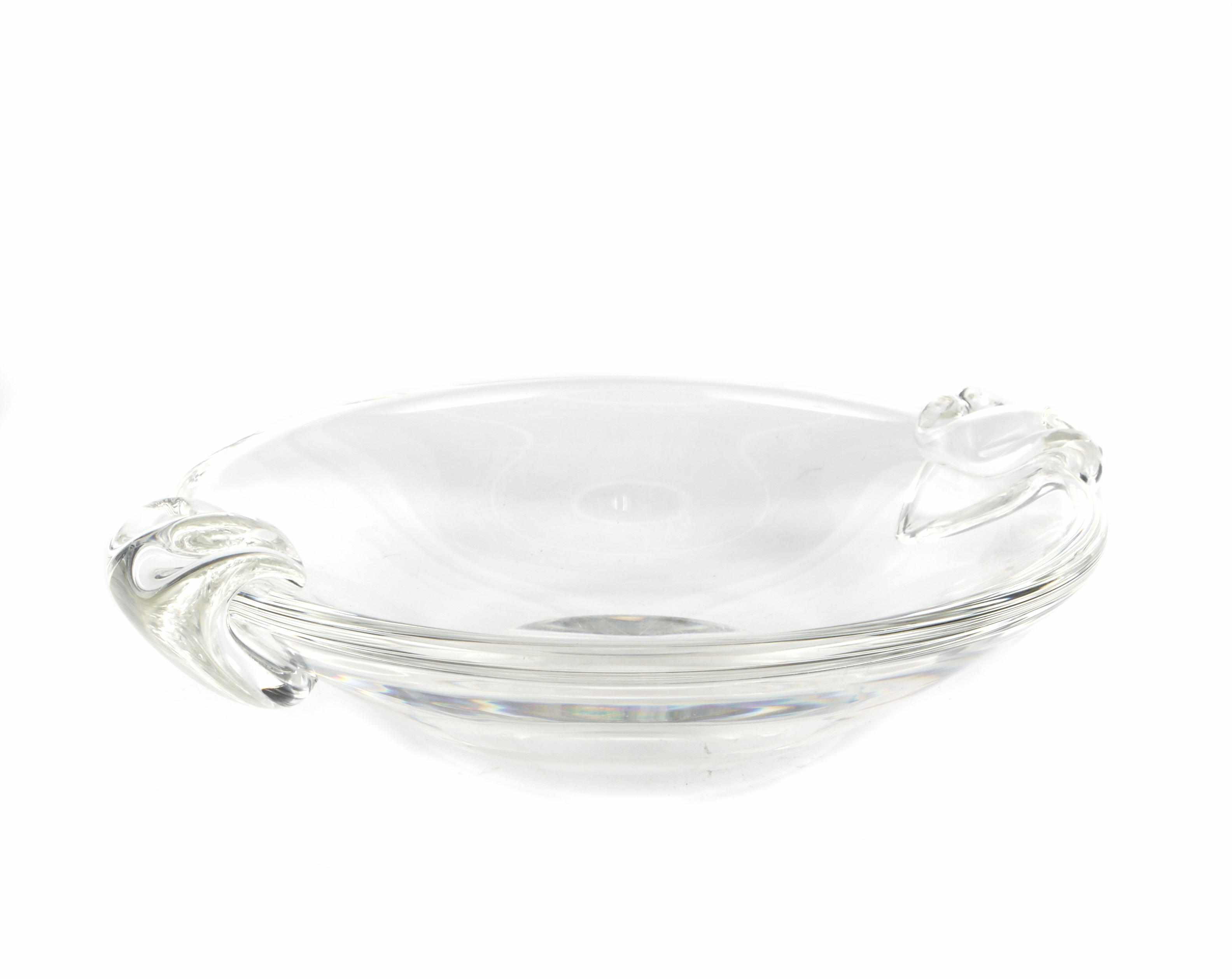 Appraisal: A Steuben glass massive ashtray with crimped handles by George