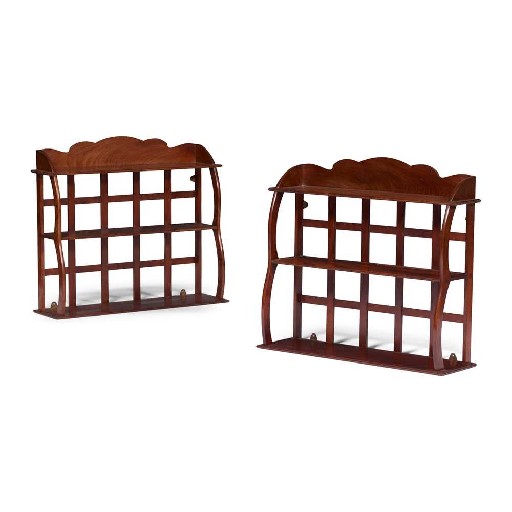 Appraisal: ERNEST GIMSON - PAIR OF WALL SHELVES CIRCA mahogany cm