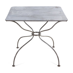 Appraisal: A Brushed Metal Breakfast Table th Century Height x width