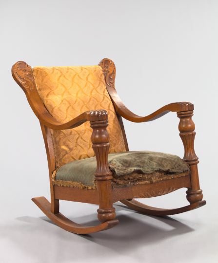 Appraisal: American Late Victorian Oak Rocking Chair ca of generous proportions