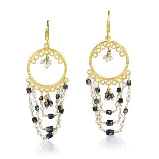 Appraisal: A Pair of Indian Gold Chandelier Earrings Crafted out of