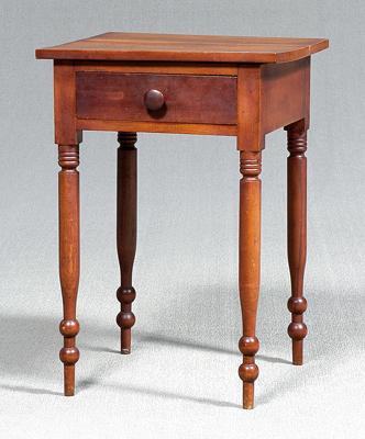 Appraisal: Southern cherry stand finely dovetailed drawer pine secondary turned legs