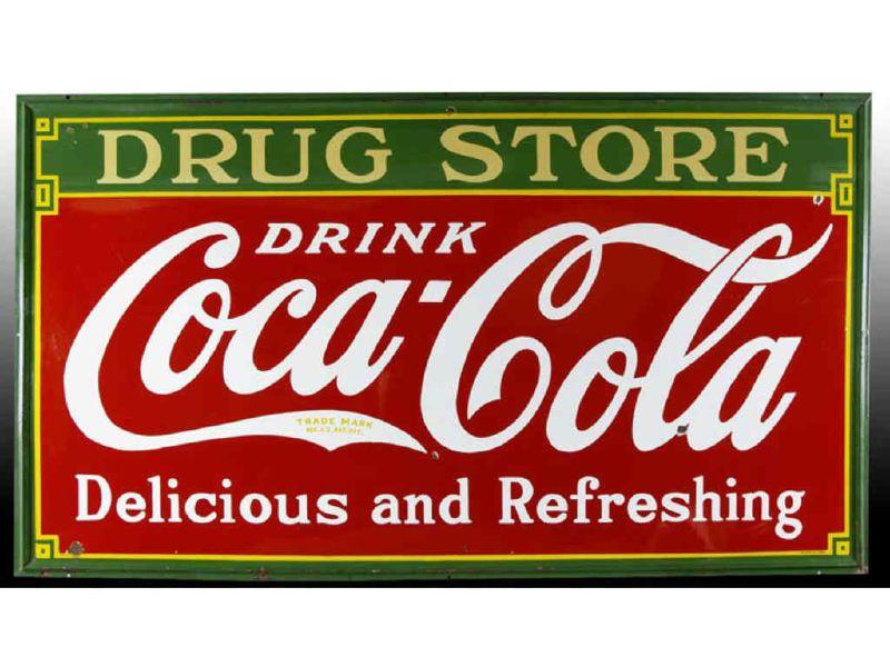 Appraisal: s Porcelain Coca-Cola Drugstore Sign Description - ' x '