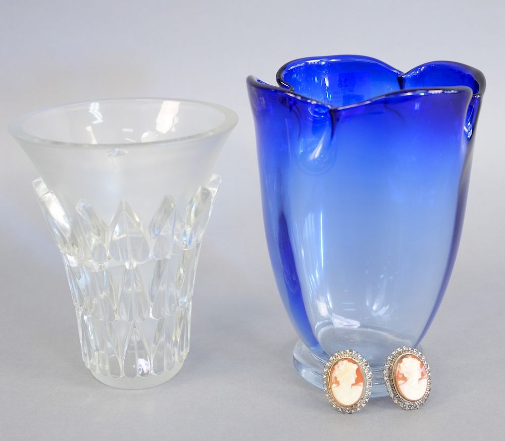 Appraisal: Four piece group to include Lalique frosted vase vase with