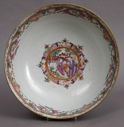 Appraisal: CHINESE EXPORT PORCELAIN PUNCH BOWL IN THE MANDARIN PALETTE The