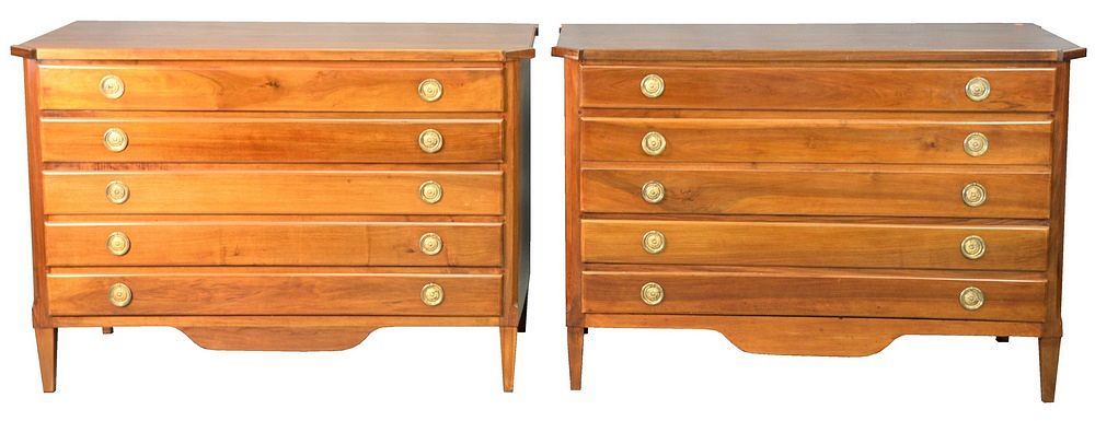 Appraisal: Pair of Five Drawer Mahogany Dressers having tapered legs and