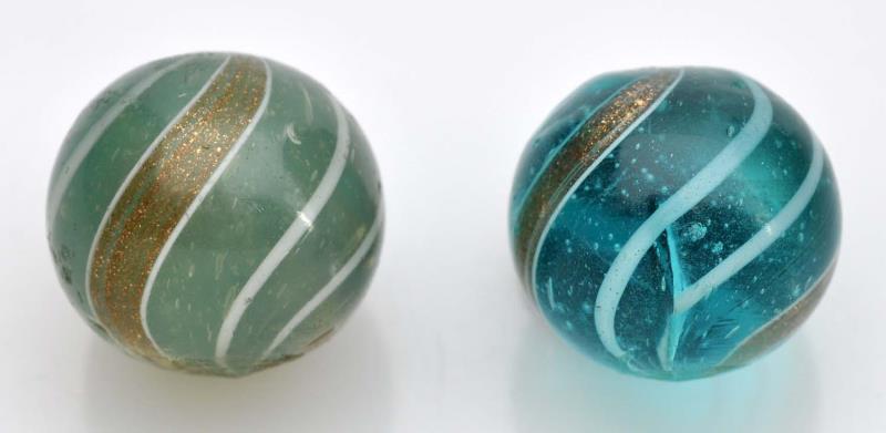 Appraisal: Lot of Banded Lutz Marbles The first is aqua base