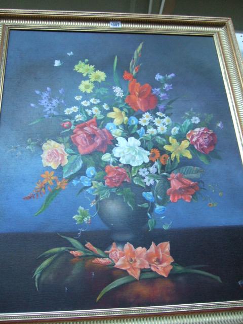 Appraisal: Shiel late th century Still life of summer flowers oil