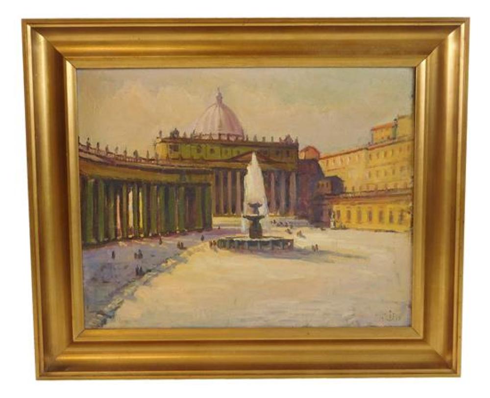 Appraisal: th C Oil on canvas Vatican depicts the Vatican in