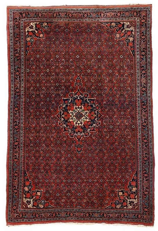 Appraisal: Bijar Rug early th century central medallion with white and