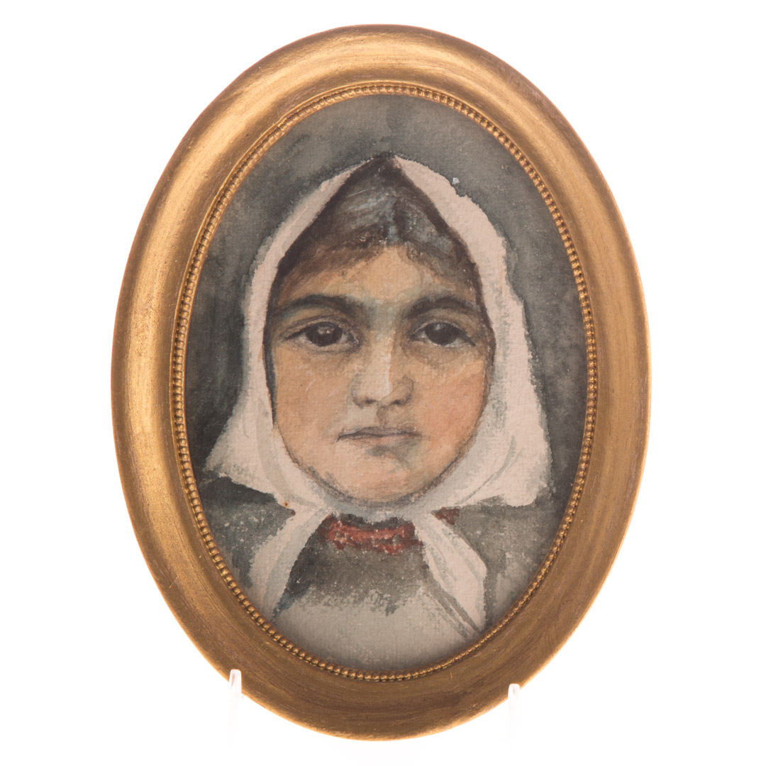 Appraisal: Continental School miniature watercolor portrait th century portrait of a