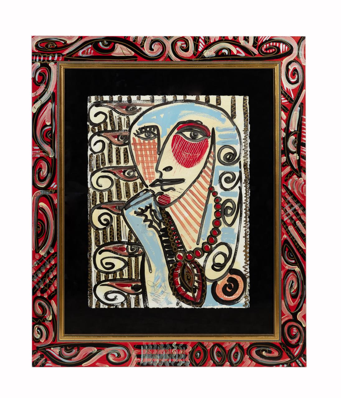 Appraisal: A R WOOD A GLANCE OF RED ABSTRACT FEMALE BUST