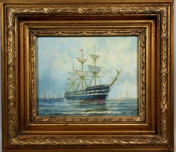 Appraisal: th Century marine scene of a large sailing ship o