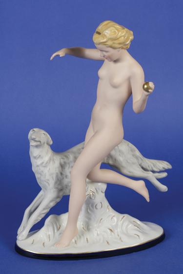 Appraisal: A ROYAL DUX FIGURE OF A RUNNING NUDE with her