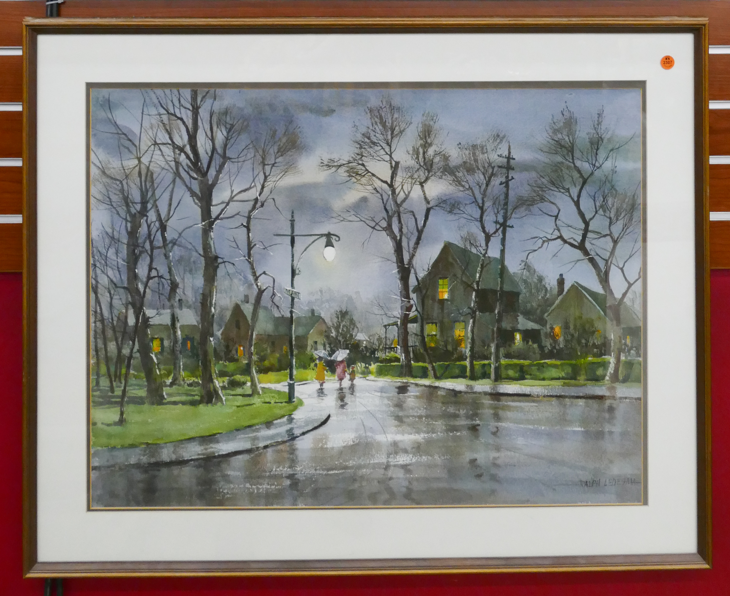 Appraisal: Ralph Ledesma - California Rainy Day Scene Watercolor Framed- x