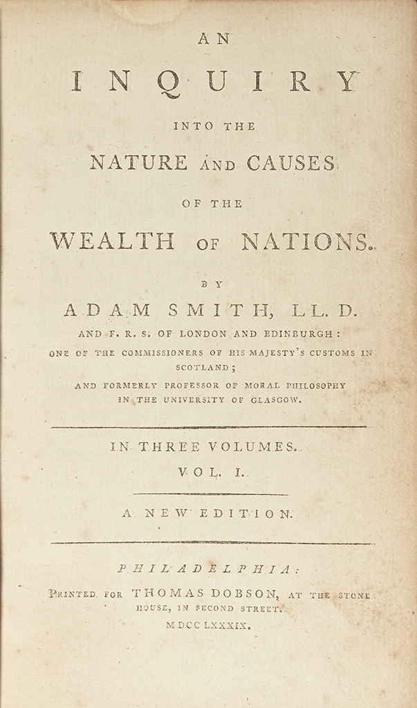 Appraisal: FORBES COPY OF THE WEALTH OF NATIONS EARLY AMERICAN IMPRINT