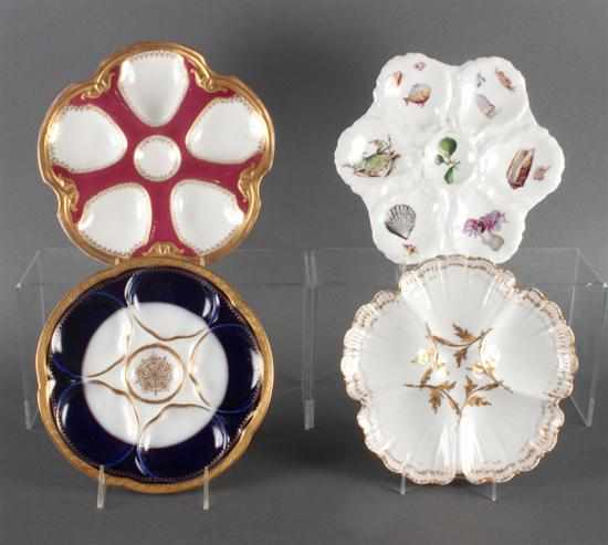 Appraisal: Four Limoges porcelain oyster plates Estimate - No condition report