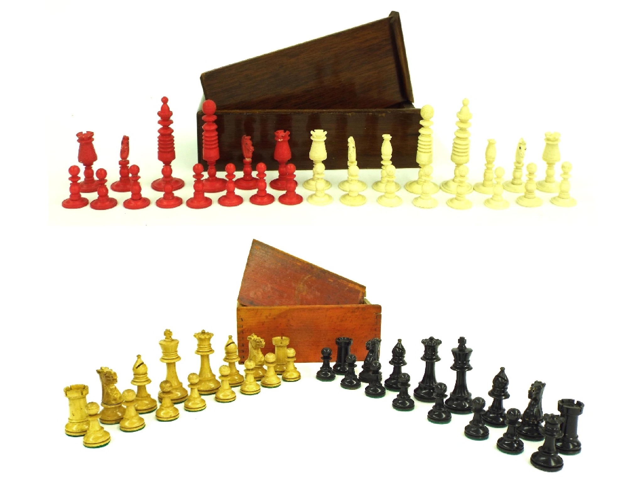 Appraisal: th century bone part chess set height of king cm