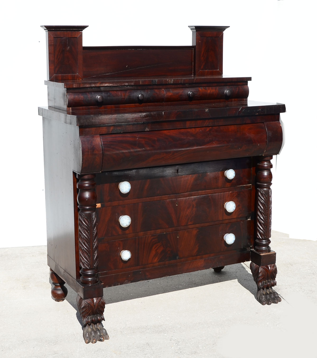 Appraisal: PERIOD EMPIRE MAHOGANY OR DRAWER EMPIRE CHEST HARRY FEET ''