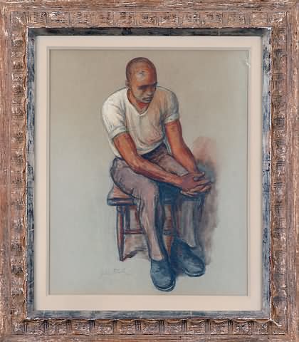 Appraisal: Seated figure mixed medium x SLL House of Heydenryk frame