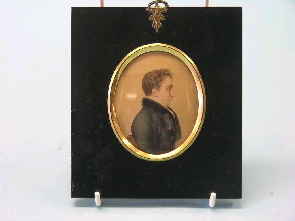 Appraisal: An early th century portrait miniature half-length gentleman in profile