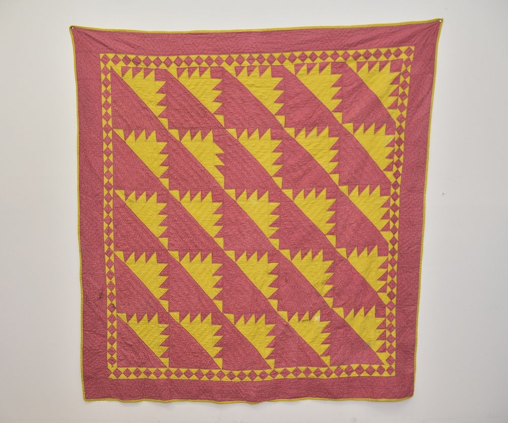 Appraisal: Youth Piece Quilt Red and yellow youth piece quilt with