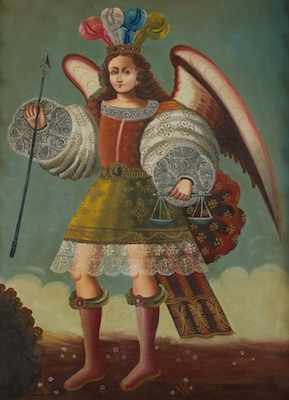 Appraisal: A Peruvian Painting of the Archangel Michael th Century The