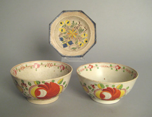 Appraisal: Two pearlware waste bowls early th c with rose decoration