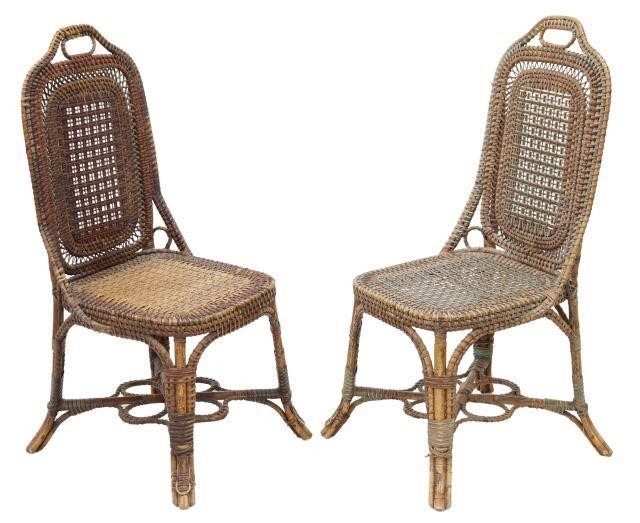 Appraisal: pair French bamboo and rattan chairs Perret et Fils et