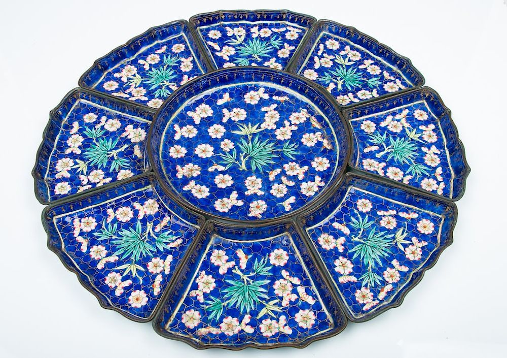 Appraisal: SET OF CLOISONNE SWEETMEAT TRAYS The set comprising of nine