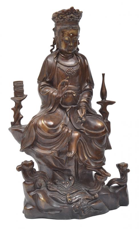 Appraisal: A CHINESE CAST IRON FIGURE OF GUAN YIN Ming dynasty