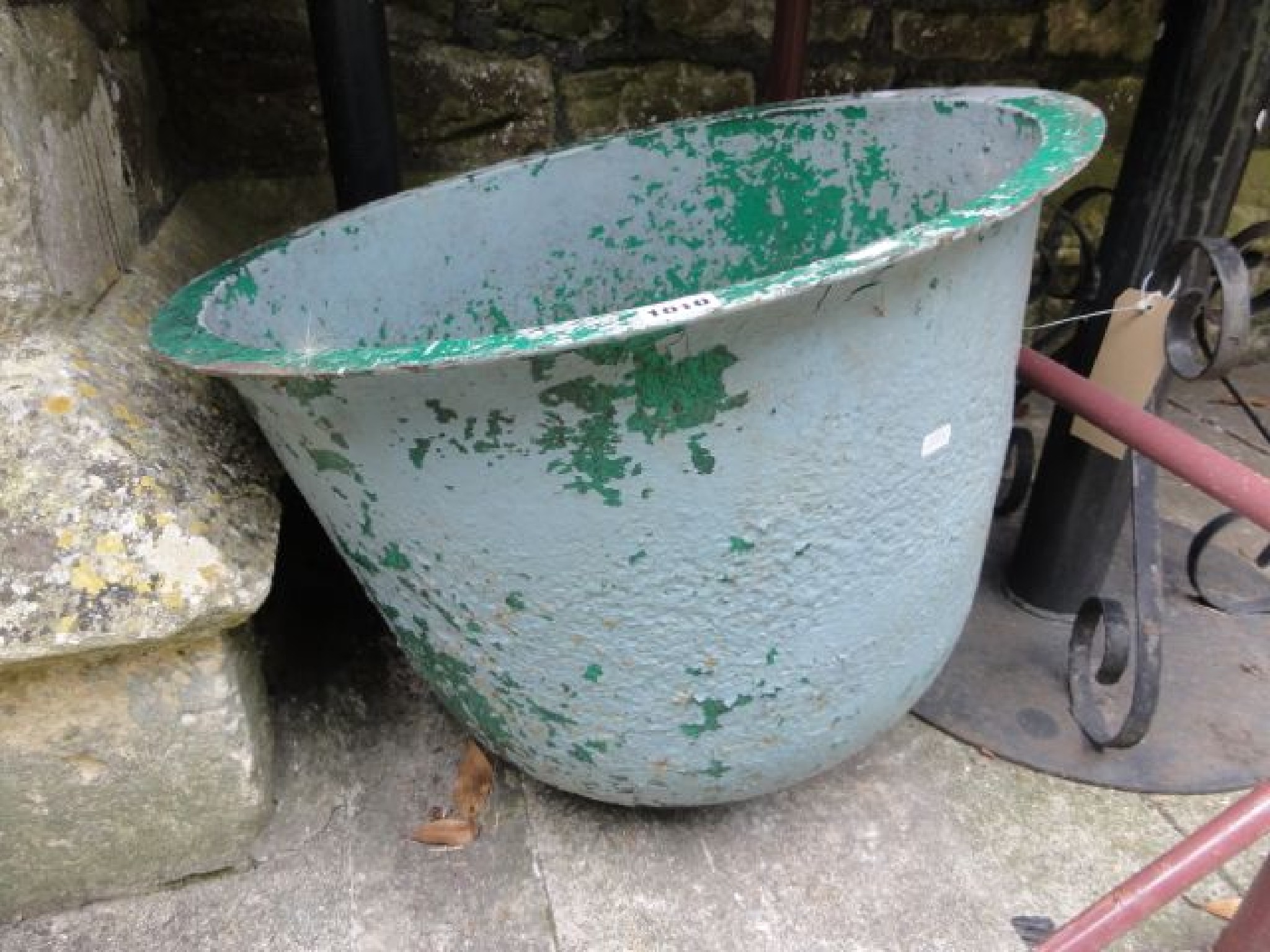 Appraisal: A vintage cast iron cauldron with painted finish cm in