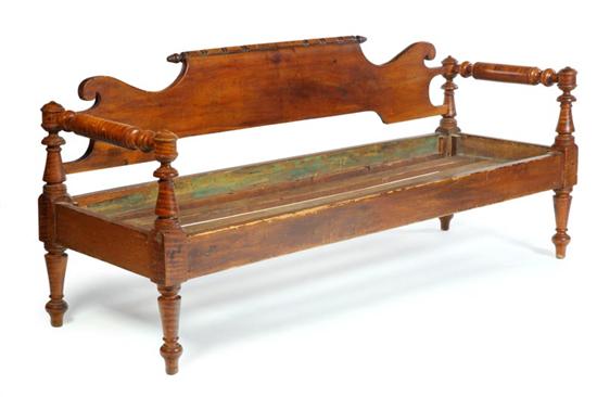 Appraisal: CURLY MAPLE AND CHERRY DAYBED SOFA American th century Good