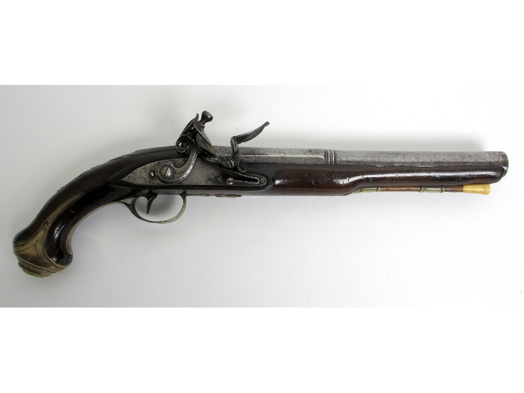 Appraisal: A Continental flintlock pistol with steel barrel cock and lock