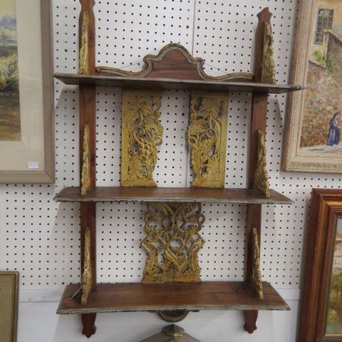 Appraisal: Carved Painted Antique Curio Shelf x