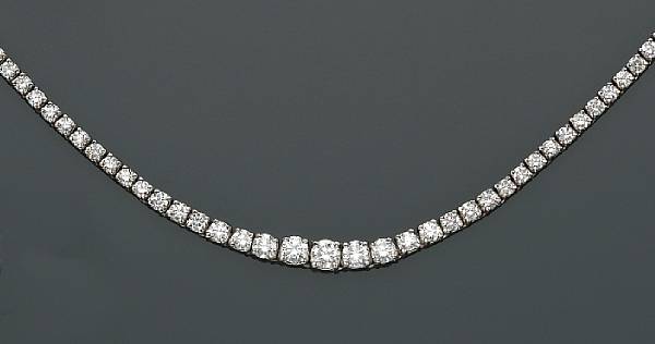 Appraisal: A diamond and platinum rivi re necklace the necklace comprising