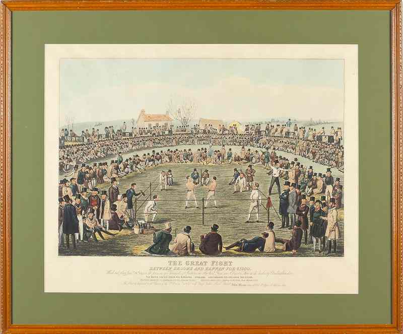 Appraisal: th century Boxing Lithograph''The Great Fight Between Broome and Hannan