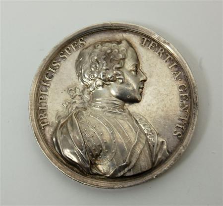 Appraisal: Jacobite interest - a silver 'two princes' medallion obverse bust